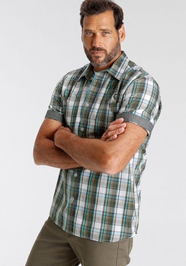 Man's World Overhemd met korte mouwen met kleine print op de borst - Foto 6