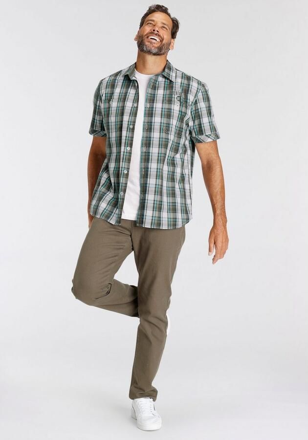 Man's World Overhemd met korte mouwen met kleine print op de borst - Foto 7