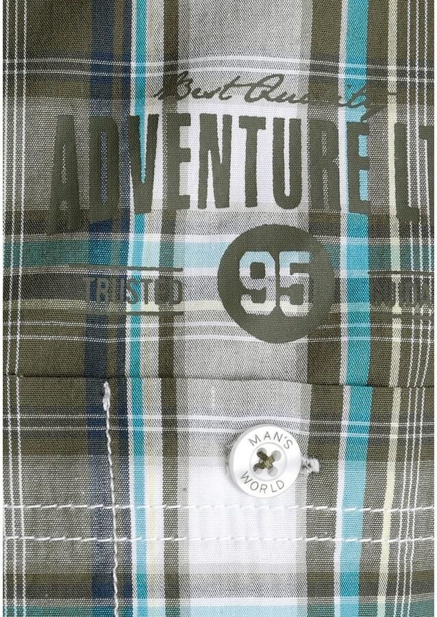 Man's World Overhemd met korte mouwen met kleine print op de borst - Foto 3