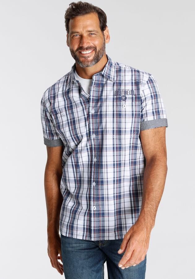 Man's World Overhemd met korte mouwen met kleine print op de borst - Foto 8