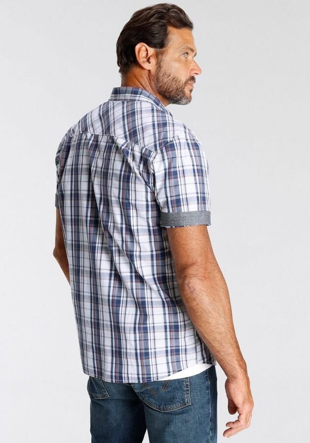 Man's World Overhemd met korte mouwen met kleine print op de borst - Foto 5