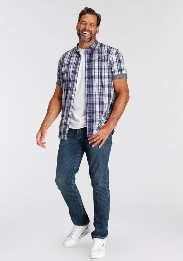 Man's World Overhemd met korte mouwen met kleine print op de borst - Foto 6