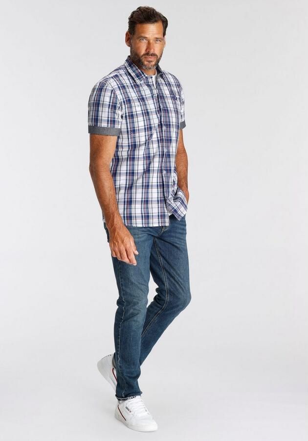 Man's World Overhemd met korte mouwen met kleine print op de borst - Foto 7