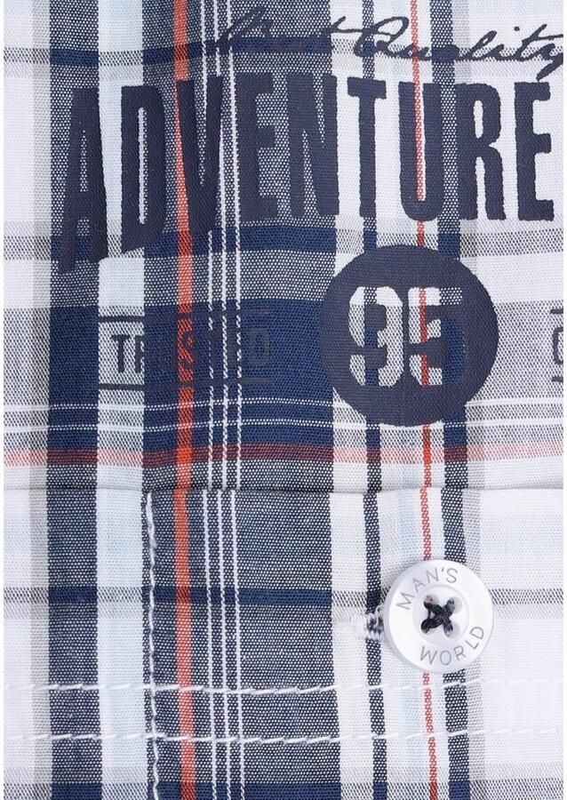 Man's World Overhemd met korte mouwen met kleine print op de borst - Foto 3
