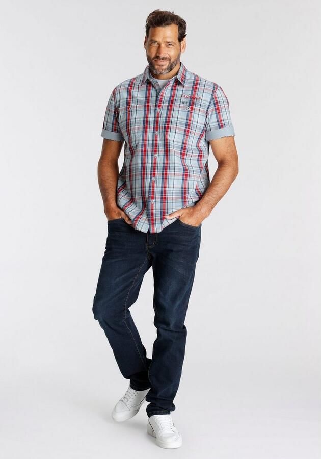 Man's World Overhemd met korte mouwen met kleine print op de borst - Foto 6