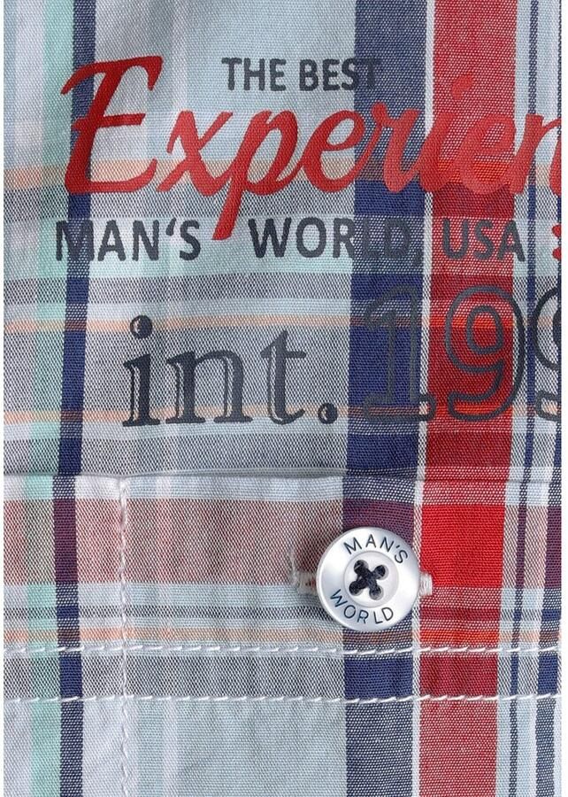 Man's World Overhemd met korte mouwen met kleine print op de borst - Foto 2