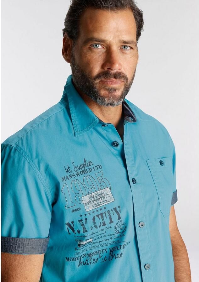 Man's World Overhemd met korte mouwen met print - Foto 3