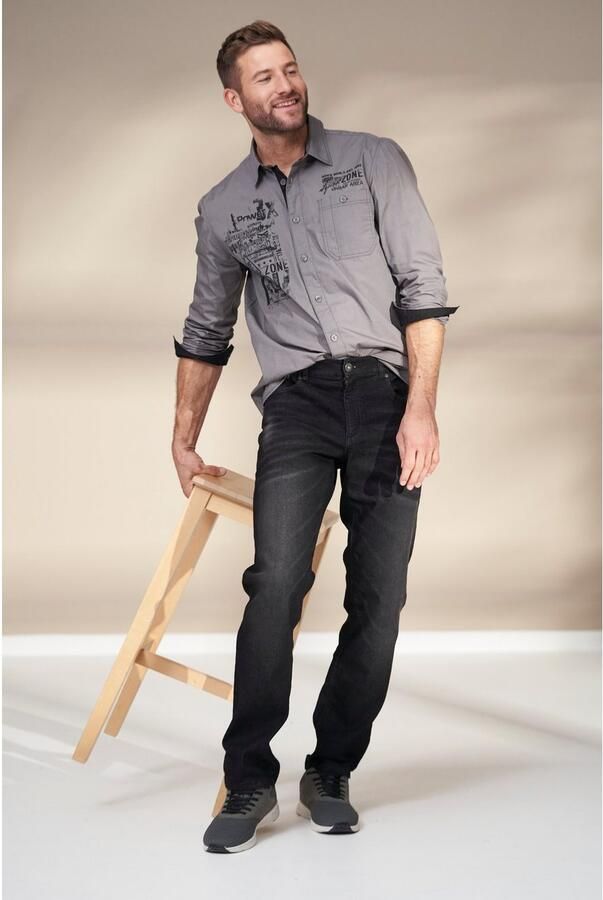 Man's World Overhemd met lange mouwen met contrastkleurige print - Foto 5