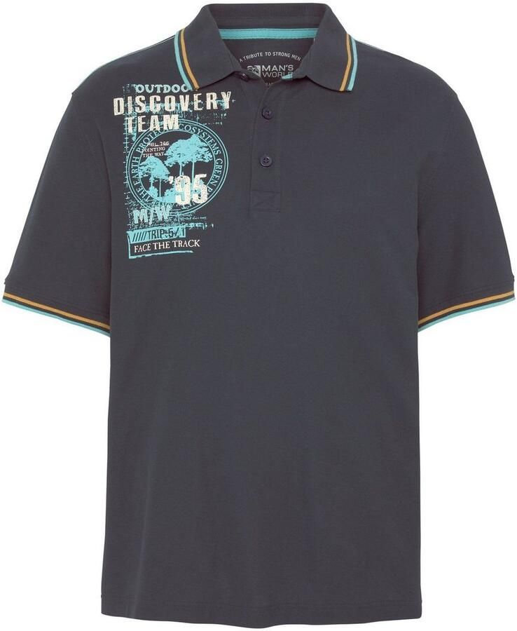Man's World Poloshirt Korte mouwen casual pasvorm met trendy print polokraag