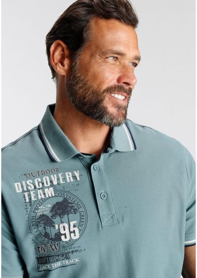 Man's World Poloshirt Korte mouwen casual pasvorm met trendy print polokraag - Foto 2