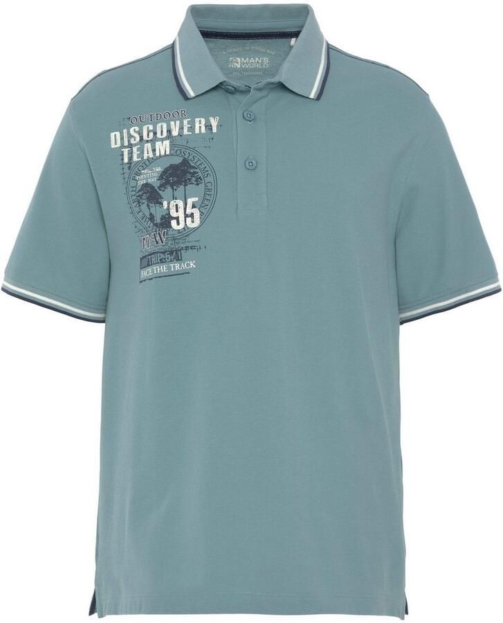 Man's World Poloshirt Korte mouwen casual pasvorm met trendy print polokraag