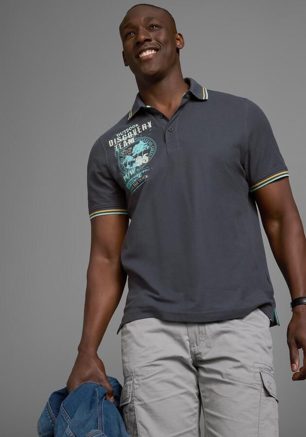 Man's World Poloshirt Korte mouwen casual pasvorm met trendy print polokraag - Foto 5