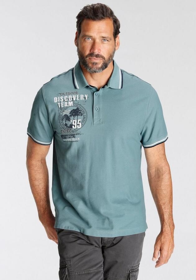 Man's World Poloshirt Korte mouwen casual pasvorm met trendy print polokraag - Foto 7