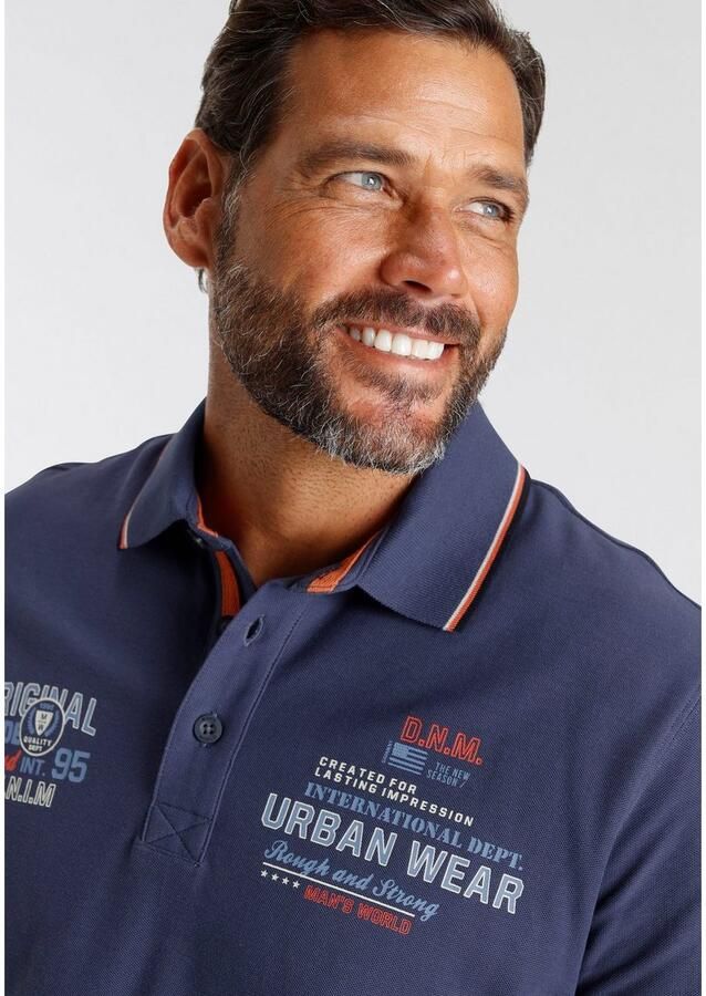 Man's World Poloshirt Korte mouwen met coole print polokraag van piqué-stof - Foto 2