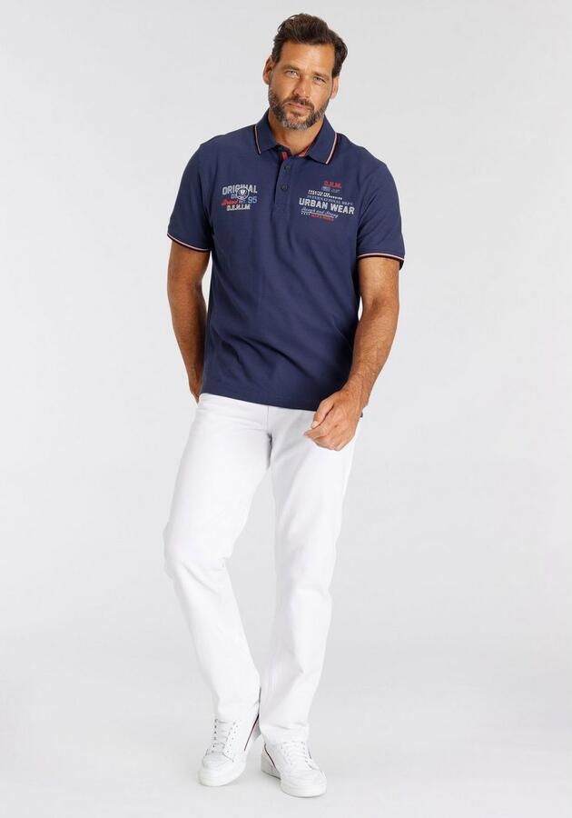 Man's World Poloshirt Korte mouwen met coole print polokraag van piqué-stof - Foto 5