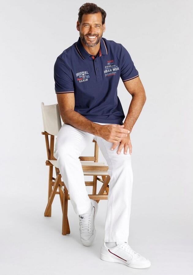 Man's World Poloshirt Korte mouwen met coole print polokraag van piqué-stof - Foto 6