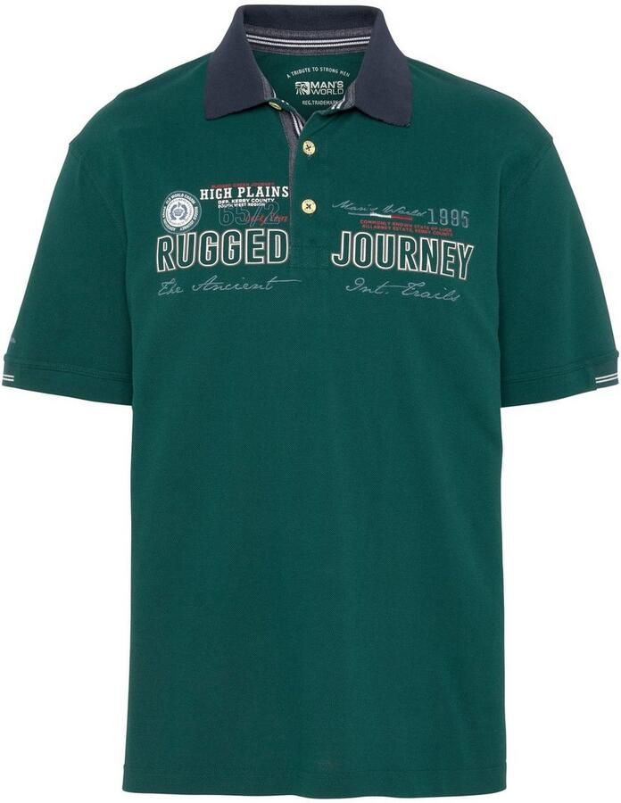 Man's World Poloshirt Korte mouwen met print borduursel en badge polokraag