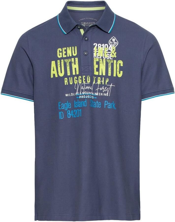 Man's World Poloshirt Korte mouwen met ribboordjes polokraag casual print