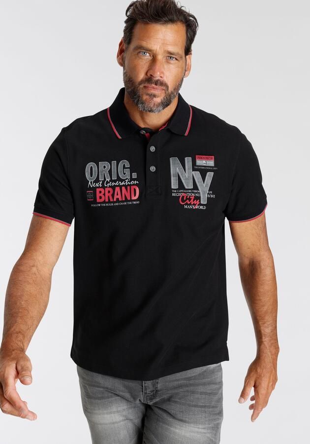 Man's World Poloshirt Korte mouwen met stijlvolle print polokraag - Foto 8