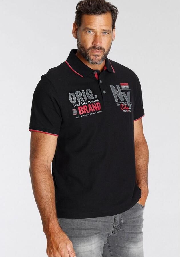 Man's World Poloshirt Korte mouwen met stijlvolle print polokraag - Foto 4