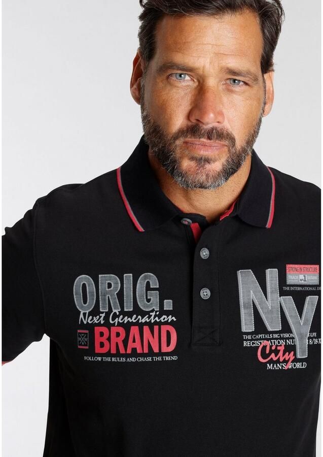Man's World Poloshirt Korte mouwen met stijlvolle print polokraag - Foto 3