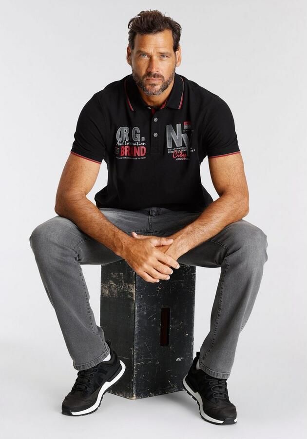 Man's World Poloshirt Korte mouwen met stijlvolle print polokraag - Foto 7