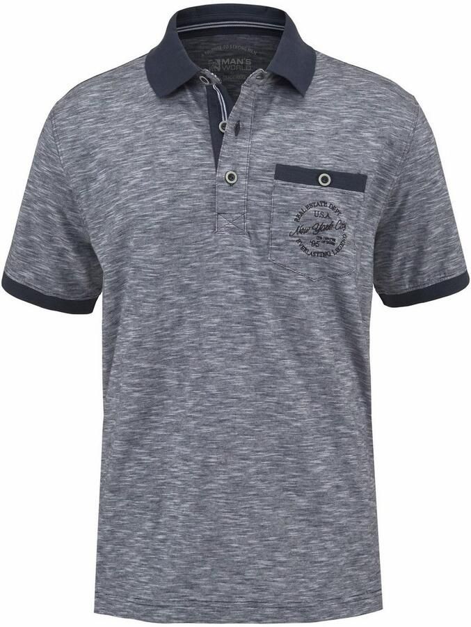 Man's World Poloshirt Korte mouwen regular fit gemêleerde structuur ronde hals