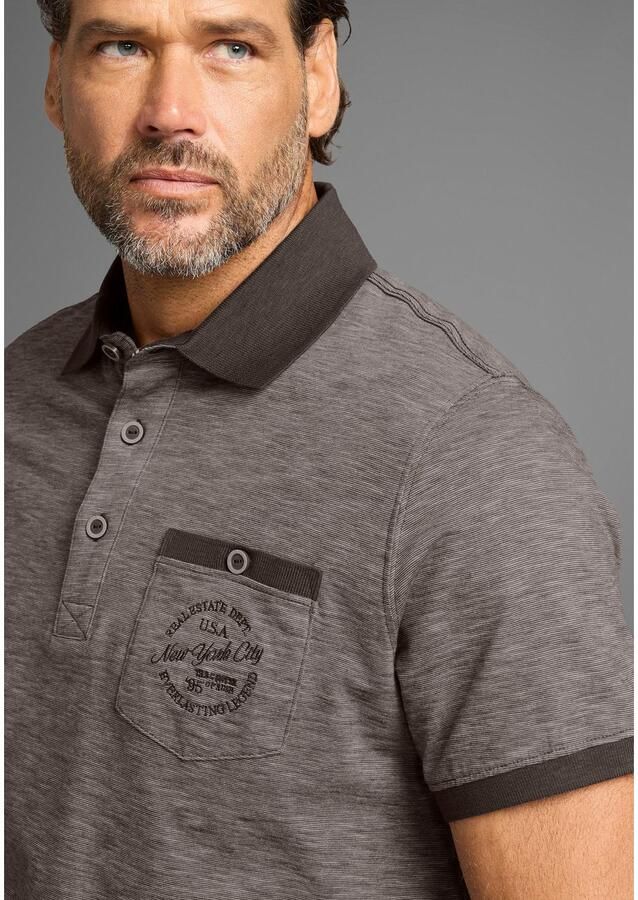 Man's World Poloshirt Korte mouwen regular fit gemêleerde structuur ronde hals - Foto 2