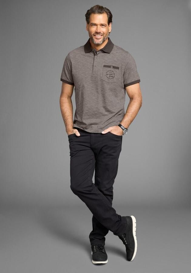 Man's World Poloshirt Korte mouwen regular fit gemêleerde structuur ronde hals - Foto 6