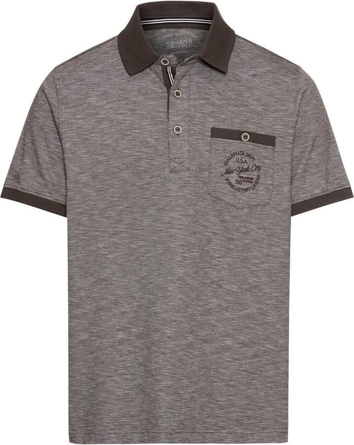 Man's World Poloshirt Korte mouwen regular fit gemêleerde structuur ronde hals