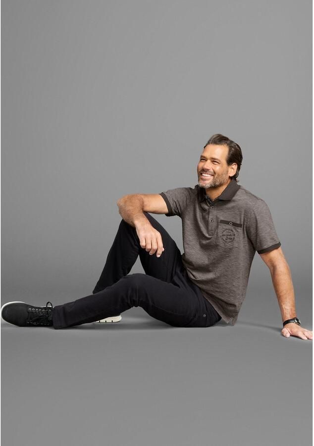 Man's World Poloshirt Korte mouwen regular fit gemêleerde structuur ronde hals - Foto 4
