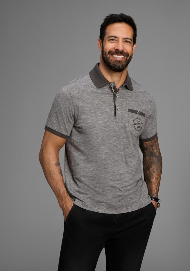 Man's World Poloshirt Korte mouwen regular fit gemêleerde structuur ronde hals - Foto 7