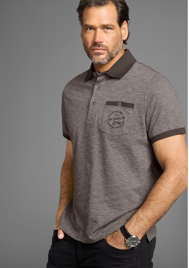 Man's World Poloshirt Korte mouwen regular fit gemêleerde structuur ronde hals - Foto 5