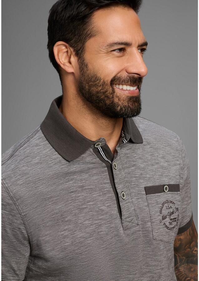 Man's World Poloshirt Korte mouwen regular fit gemêleerde structuur ronde hals - Foto 3
