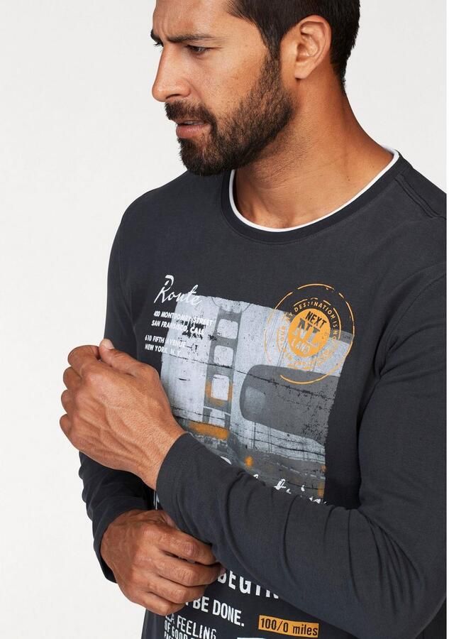 Man's World Shirt met lange mouwen Lange mouwen bedrukt ronde hals van 100% katoen - Foto 3