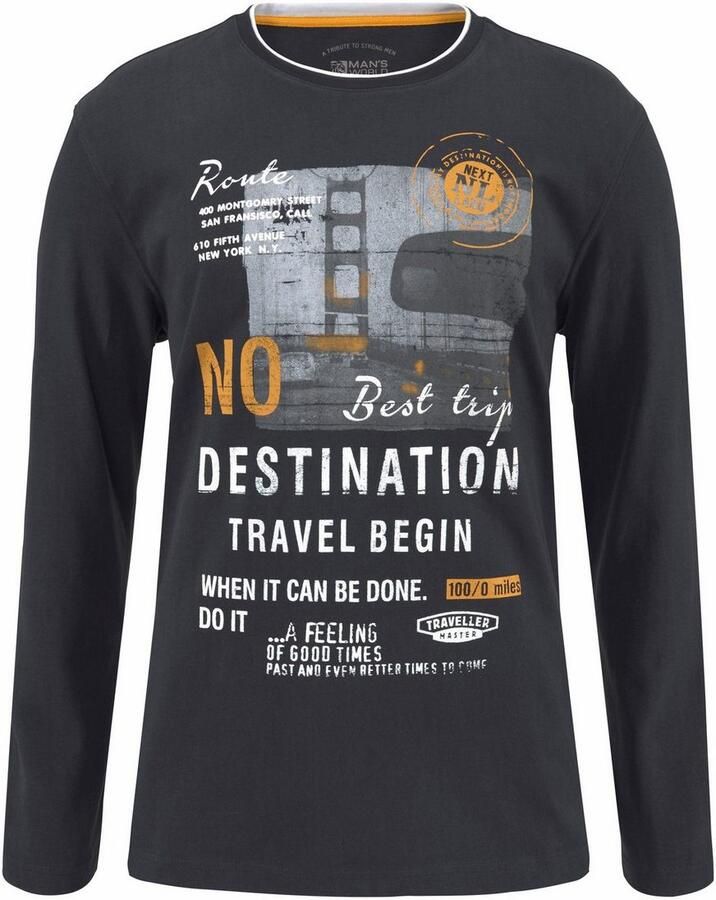 Man's World Shirt met lange mouwen Lange mouwen bedrukt ronde hals van 100% katoen
