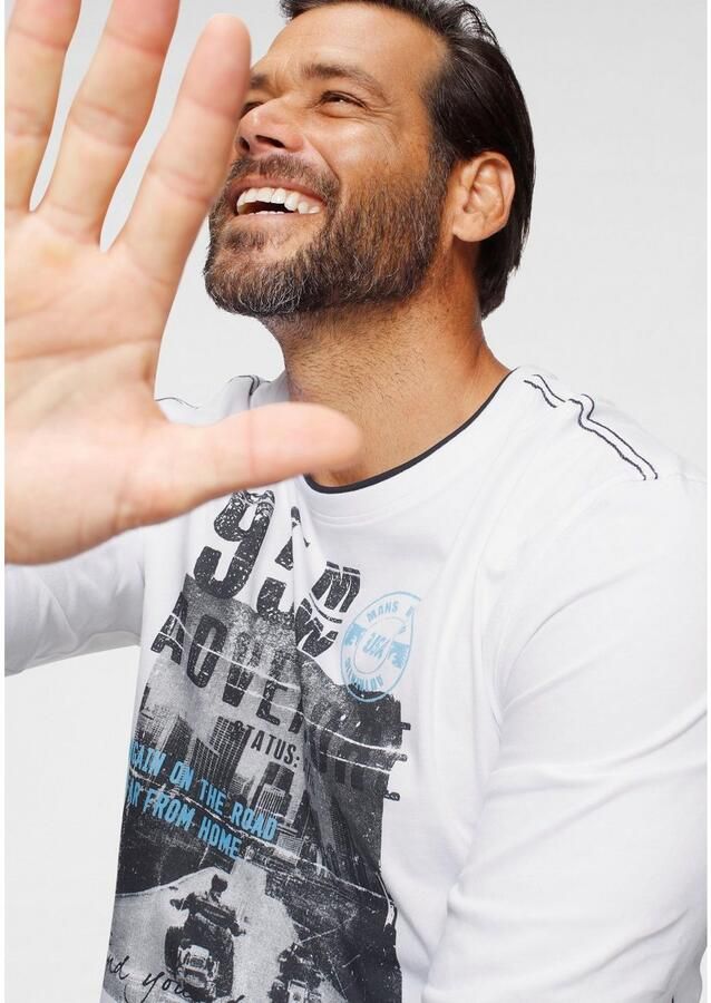 Man's World Shirt met lange mouwen lange mouwen bedrukt ronde hals van katoen - Foto 2