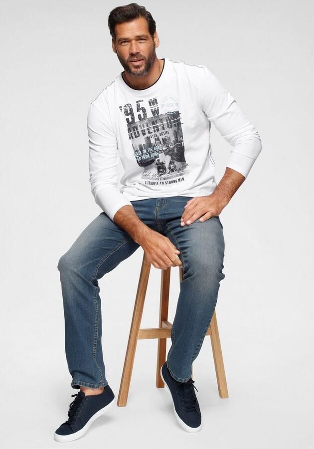 Man's World Shirt met lange mouwen lange mouwen bedrukt ronde hals van katoen - Foto 5