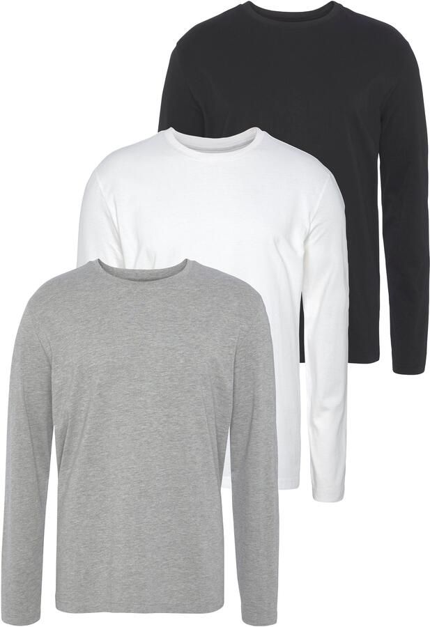 Man's World Shirt met lange mouwen Nieuwe kleur ! Lange mouwen effen van katoen in 3-pack (3-delig Set van 3) - Foto 10