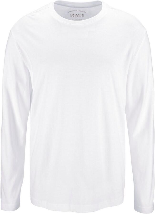 Man's World Shirt met lange mouwen Nieuwe kleur ! Lange mouwen effen van katoen in 3-pack (3-delig Set van 3)