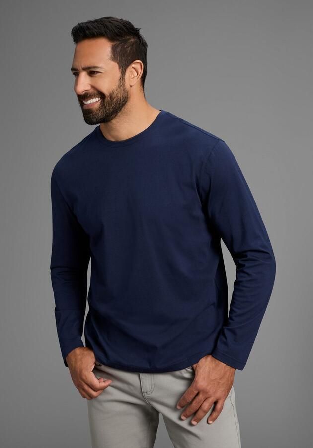 Man's World Shirt met lange mouwen Nieuwe kleur ! Lange mouwen effen van katoen in 3-pack (3-delig Set van 3) - Foto 2