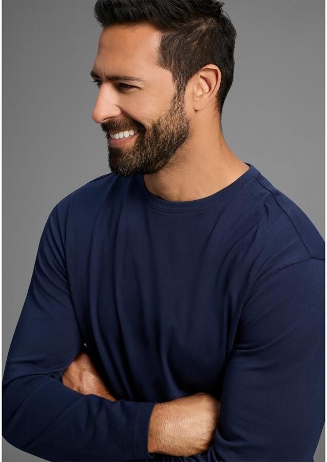 Man's World Shirt met lange mouwen Nieuwe kleur ! Lange mouwen effen van katoen in 3-pack (3-delig Set van 3)