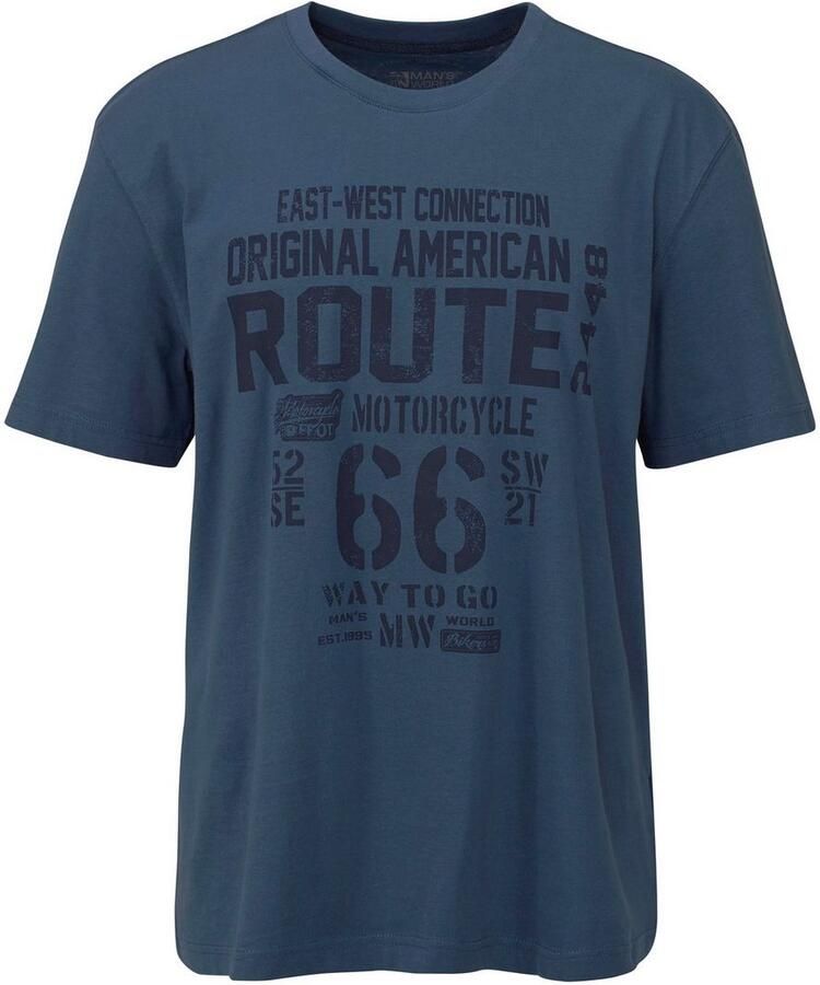 Man's World Shirt met ronde hals korte mouwen casual pasvorm bedrukt ronde hals