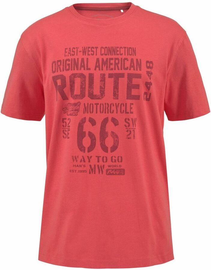 Man's World Shirt met ronde hals korte mouwen casual pasvorm bedrukt ronde hals