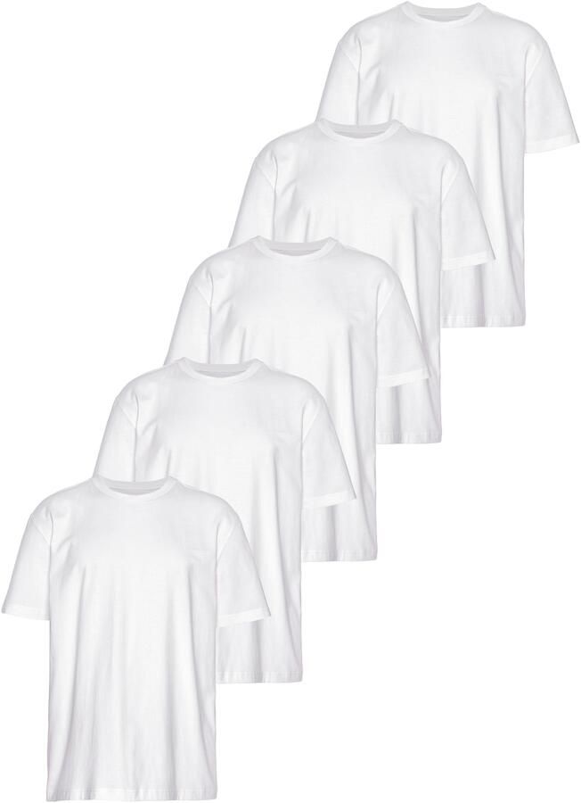 Man's World Shirt met ronde hals Korte mouwen regular fit effen ronde hals van katoen (5-delig Set van 5) - Foto 8