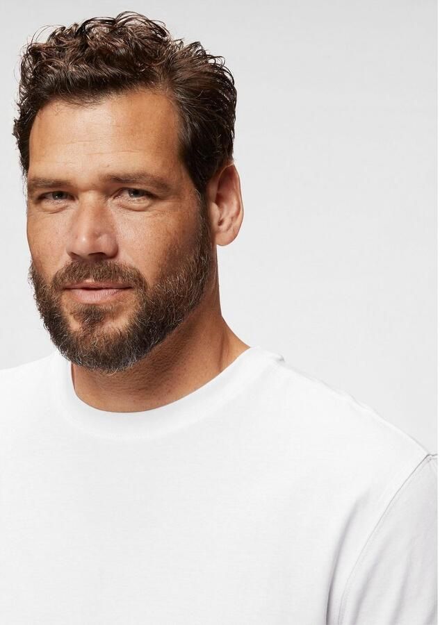 Man's World Shirt met ronde hals Korte mouwen regular fit effen ronde hals van katoen (5-delig Set van 5) - Foto 3