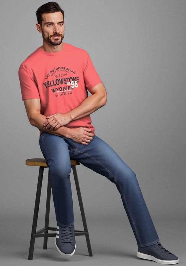 Bruno Banani Straight jeans Hutch rechte broekspijpen gedeeltelijk met modieuze destroyed-effecten