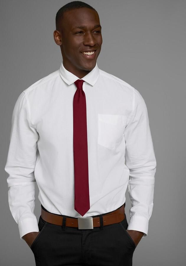 Man's World Stropdas in klassieke kleuren & slim-breedte nieuwe kleuren bordeaux & petrol - Foto 3