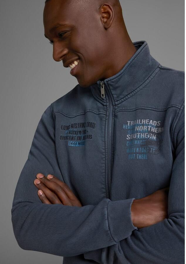 Man's World Sweatvest met print en borduursel