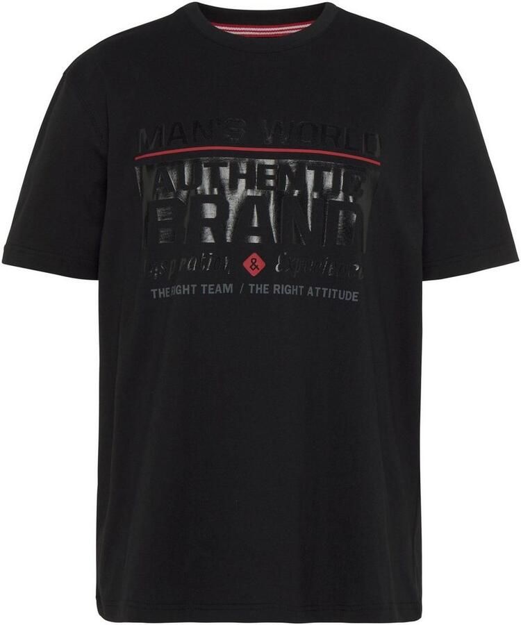 Man's World T-shirt Korte mouw met print ronde hals van katoen ook in grote maten